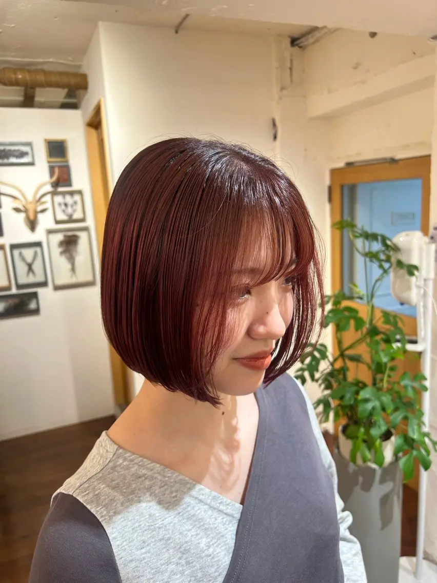 ショート カラー ブラウンカラー ピンクカラー ピンクブラウン ボブ 似合わせカット *UNU* RICOのヘアスタイル