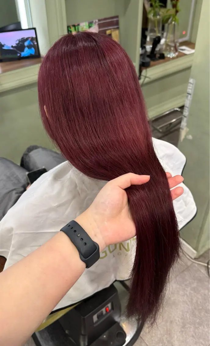 カラー レッドカラー AYANE ◝✩韓国ヘアのヘアスタイル