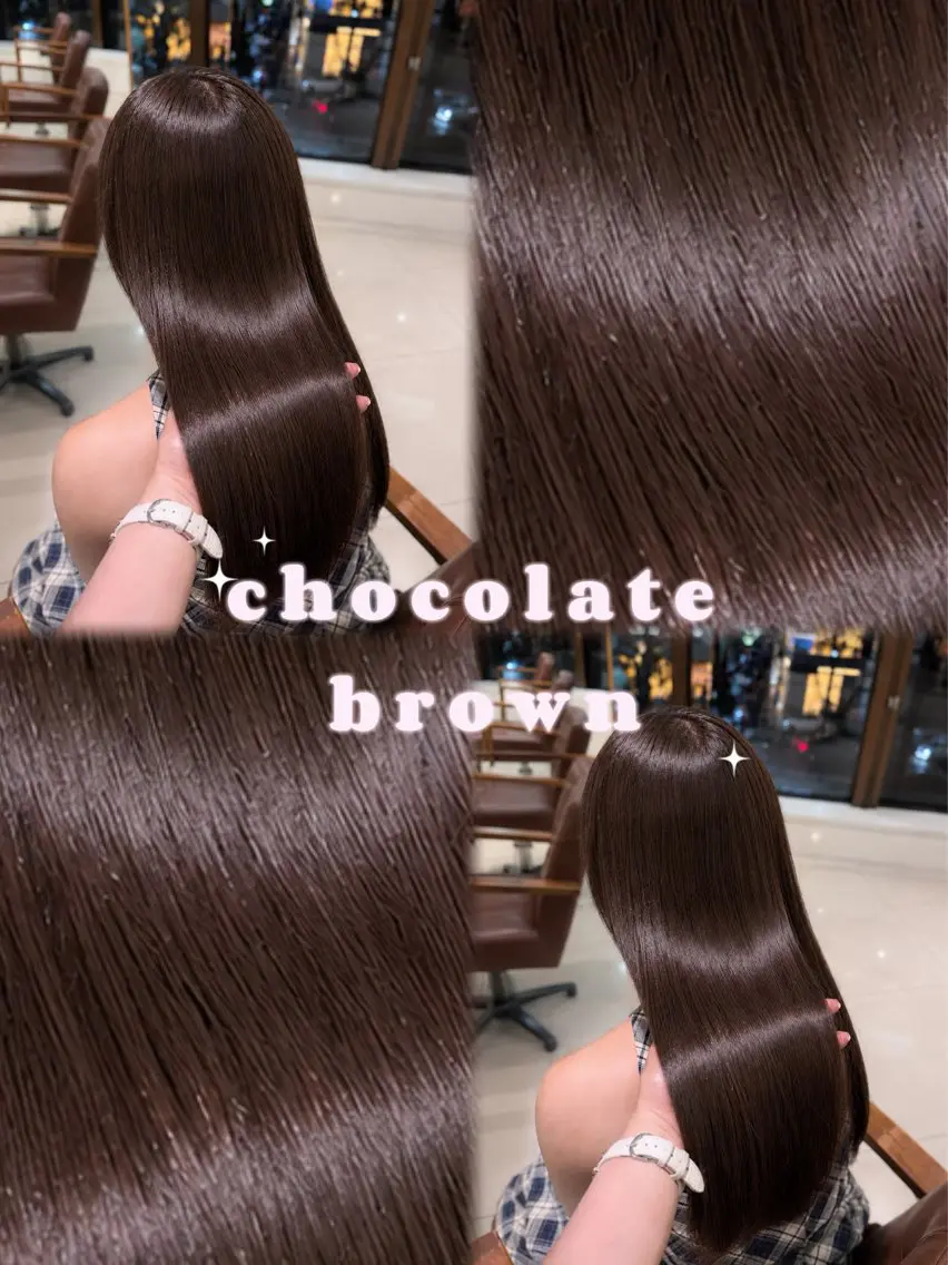 ロング チョコレートブラウン カット ヘアカラー トリートメント 盛れる髪質改善カラー 💞はな🎀のヘアスタイル
