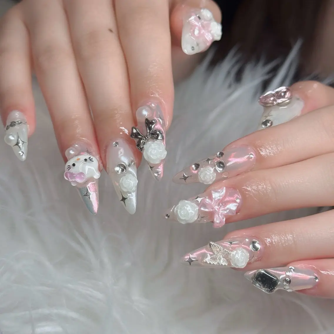 ネイル フットネイル フレンチネイル グラデーション 韓国ネイル ロングネイル Hani Nail Salonのネイルデザイン