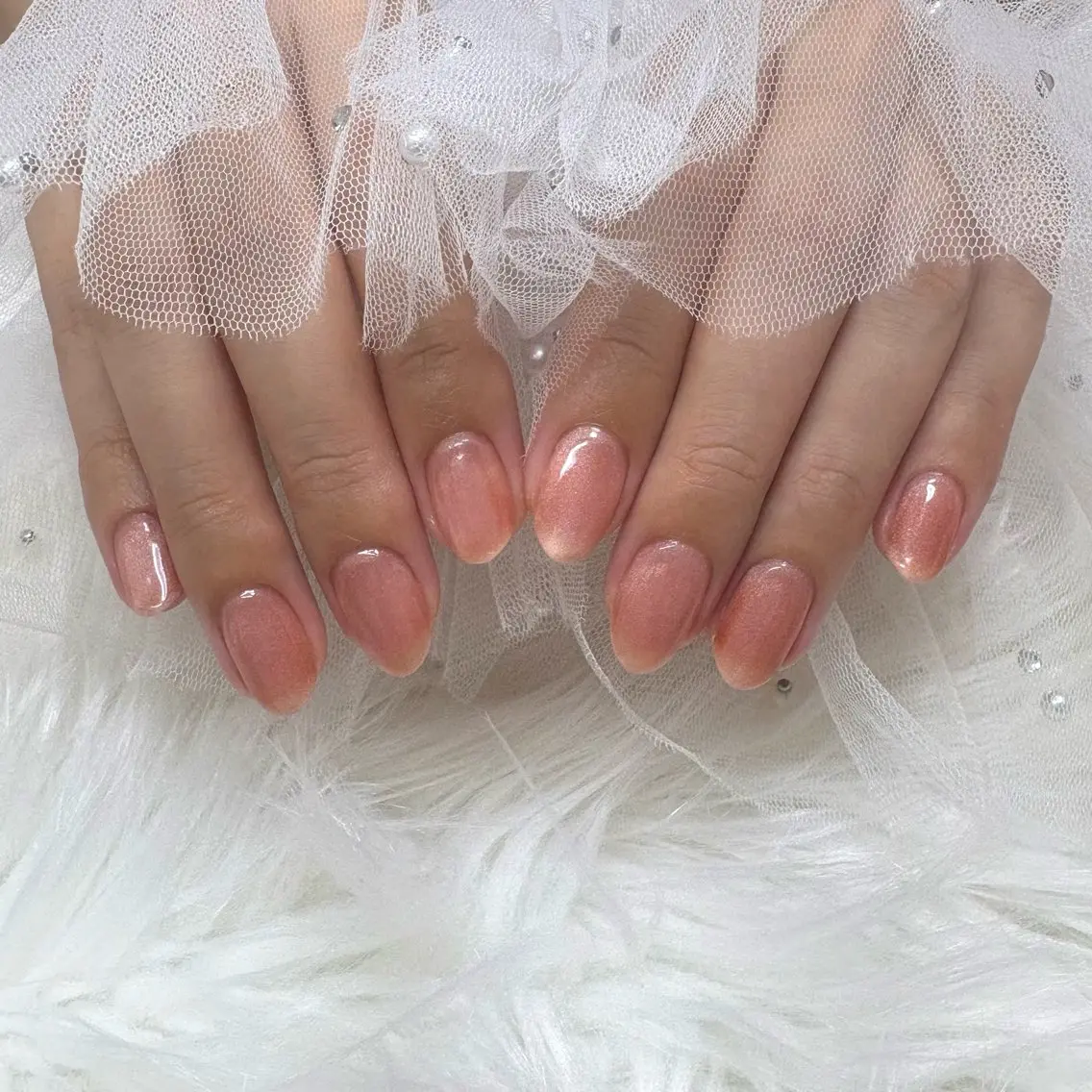 ネイル マグネットネイル オレンジ ハンドネイル SHINE nail salonのネイルデザイン