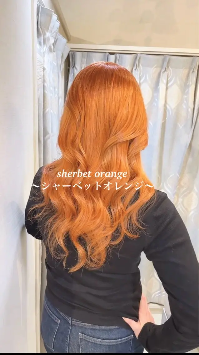 ロング カラー ブリーチ オレンジ カット ヘアカラー カラー職人 なかもと たつひろのヘアスタイル