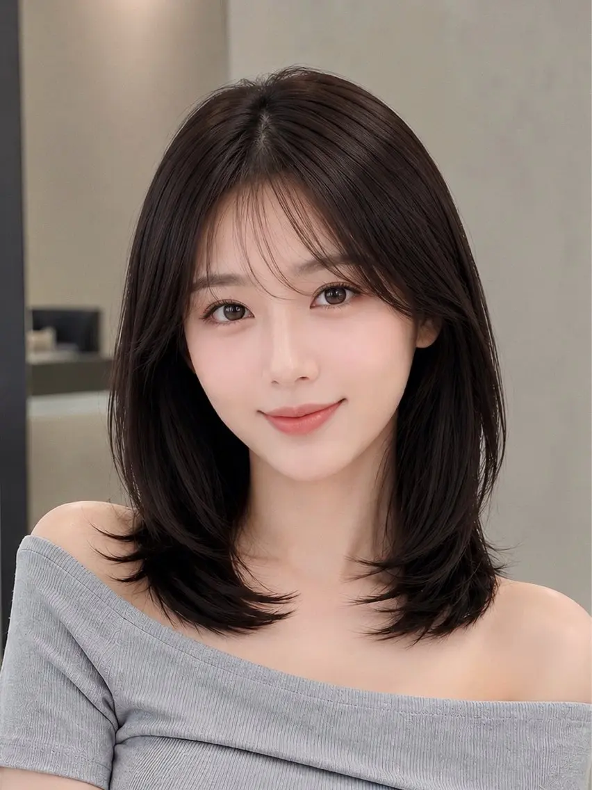 ミディアム カット ヘアカラー トリートメント ヘッドスパ ヘアセット 🌫️渋谷/韓国/ レイヤー/佐々本のヘアスタイル