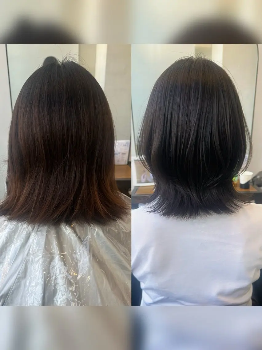 ミディアム カット ヘアカラー トリートメント レイヤー/顔周り 田山 穂波のヘアスタイル