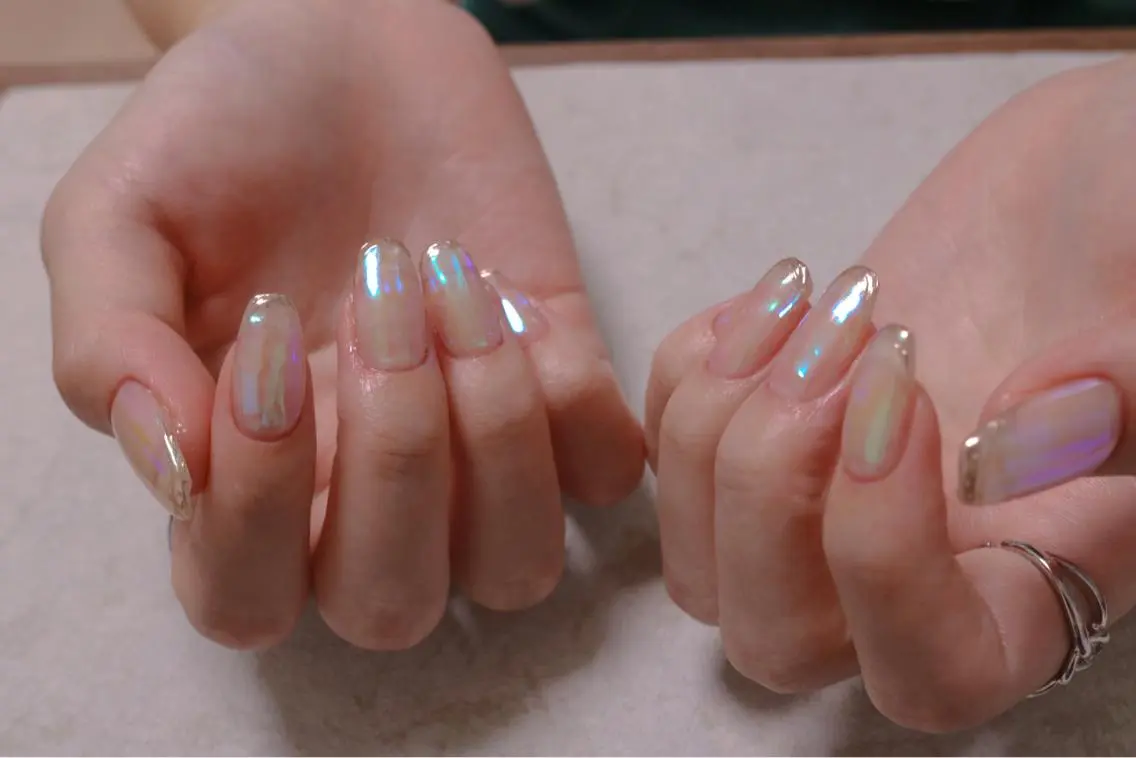 ネイル オーロラネイル カジュアル フラッシュネイル ジェルネイル ラメ(グリッター) ハンドネイル MH Nailのネイルデザイン