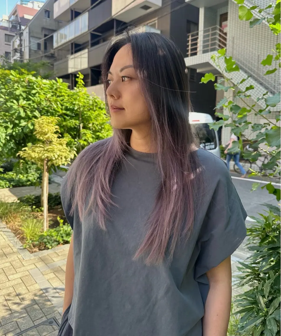 ロング ハイライト 髪質改善 レイヤーカット 森本 笑のヘアスタイル