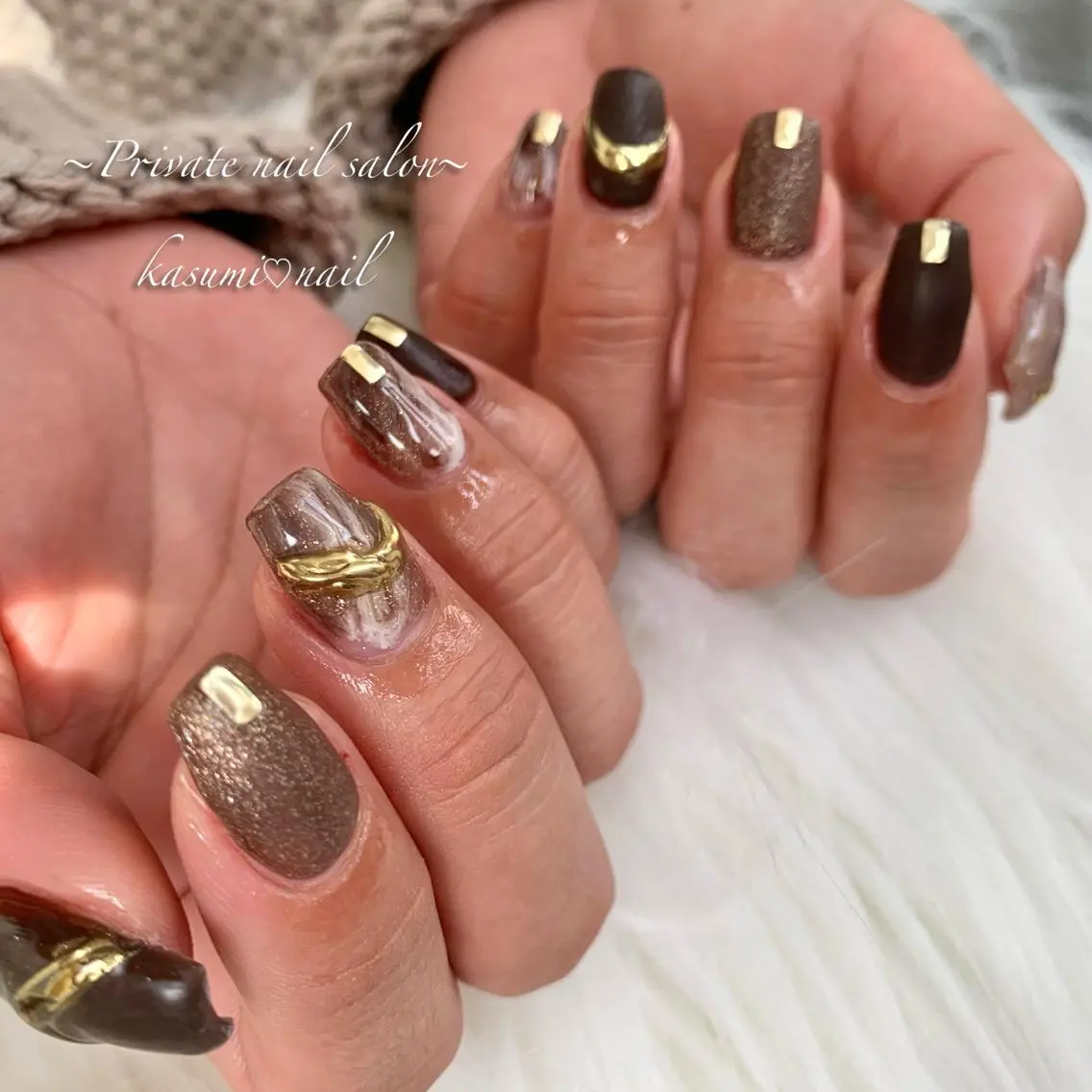 ネイル アートネイル ラメ(グリッター) マグネットネイル ミラーネイル 持ち込み KASUMI♡ Nailのネイルデザイン