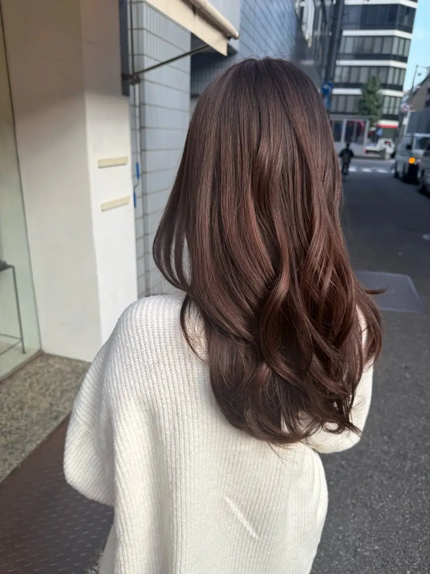 セミロング カラー カット ヘアカラー 安永 涼のヘアスタイル