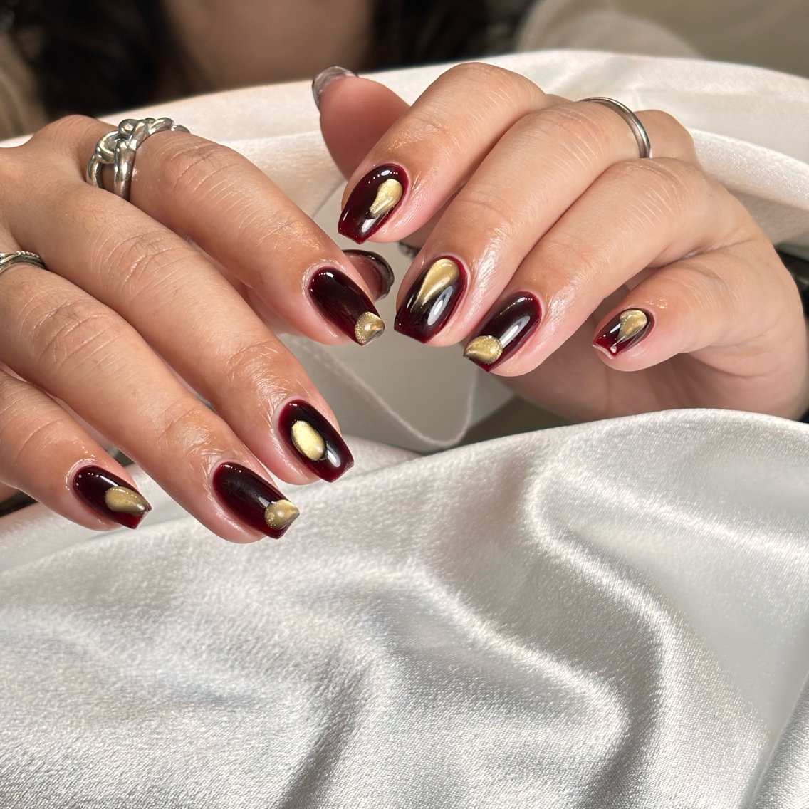 ネイル 桜ネイル 長さ出し フレンチネイル 韓国ネイル マグネットネイル ハンドネイル kiwami305 nail salonのネイルデザイン
