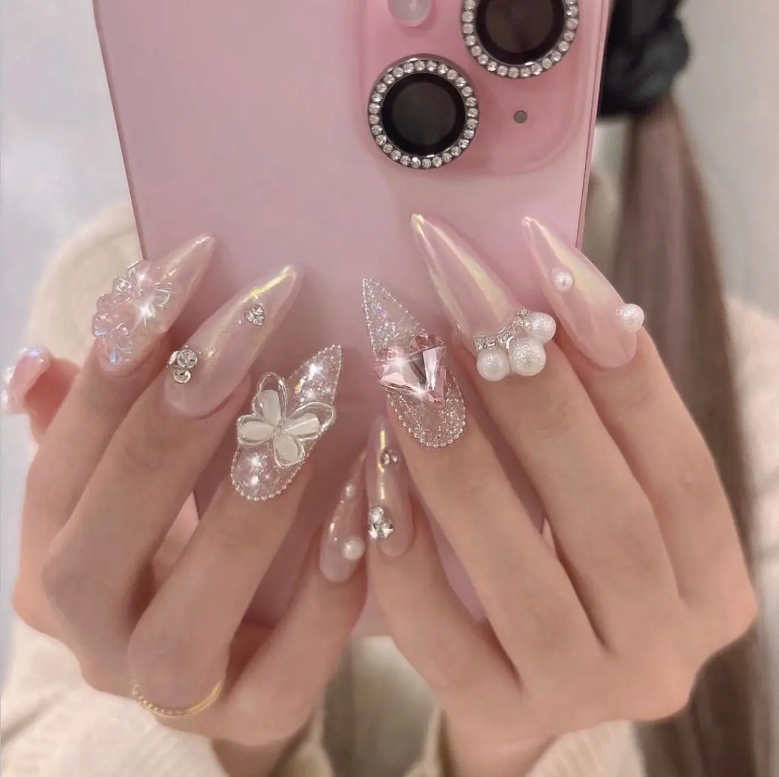 ネイル フレンチネイル キラキラネイル 韓国ネイル シンプルネイル ワンホンネイル ハンドネイル MEI Nailのネイルデザイン