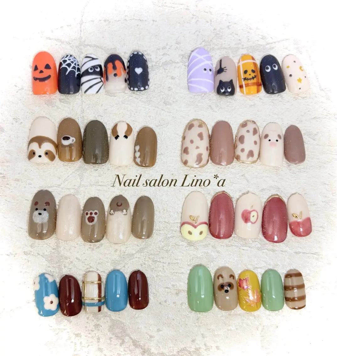 ネイル アニマル柄 ハロウィン ハンドネイル Nail salon Lino*aのネイルデザイン