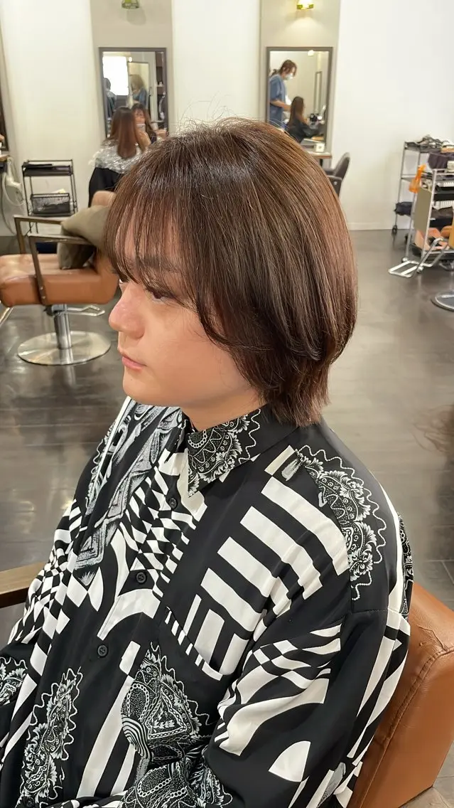 メンズ メンズウルフカット ウルフカット カット ヘアカラー 暖色カラー/ メンズ/名駅/ユキハのヘアスタイル