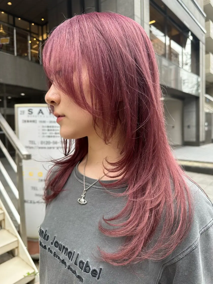カラー ピンクカラー 梶原 美保のヘアスタイル