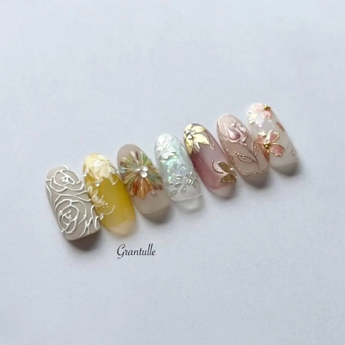 ネイル 桜ネイル フラワーネイル 春ネイル Grantulle collegeのネイルデザイン