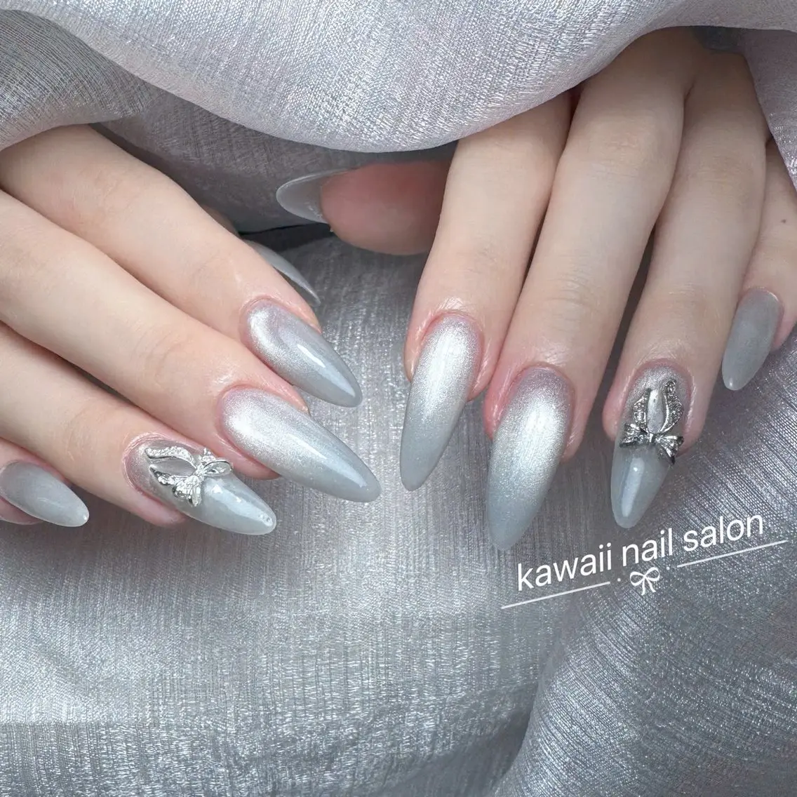 ネイル ドット フレンチネイル 韓国ネイル マグネットネイル オフィスネイル Kawaii Nail Salonのネイルデザイン