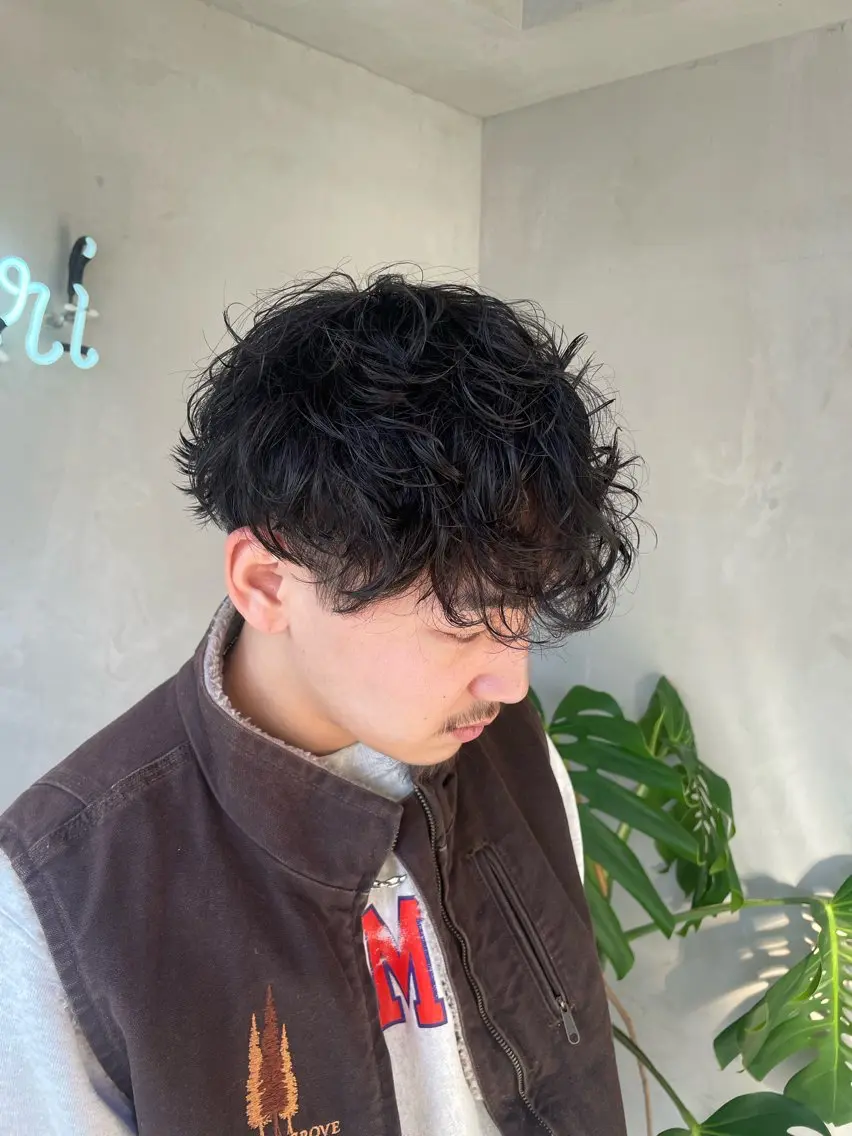 ショート パーマ メンズ カット パーマ トリートメント 新宿/透明感カラー/ 髪質改善/桜良のヘアスタイル
