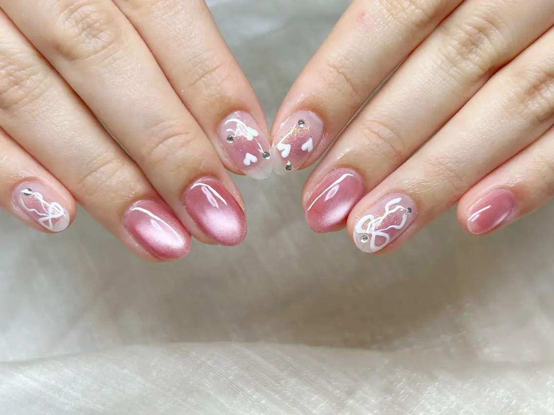 ネイル アートネイル 成人式 長さ出し フットネイル マグネットネイル ハンドネイル Lino Nailのネイルデザイン