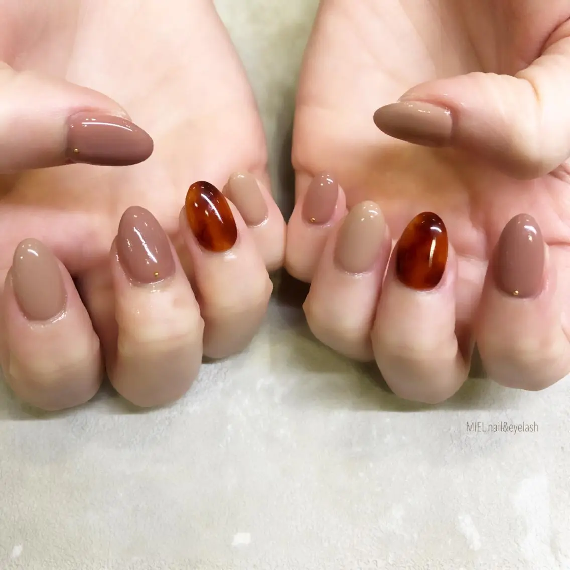 ネイル アートネイル べっ甲ネイル シンプルネイル ハンドネイル nail salon monailのネイルデザイン