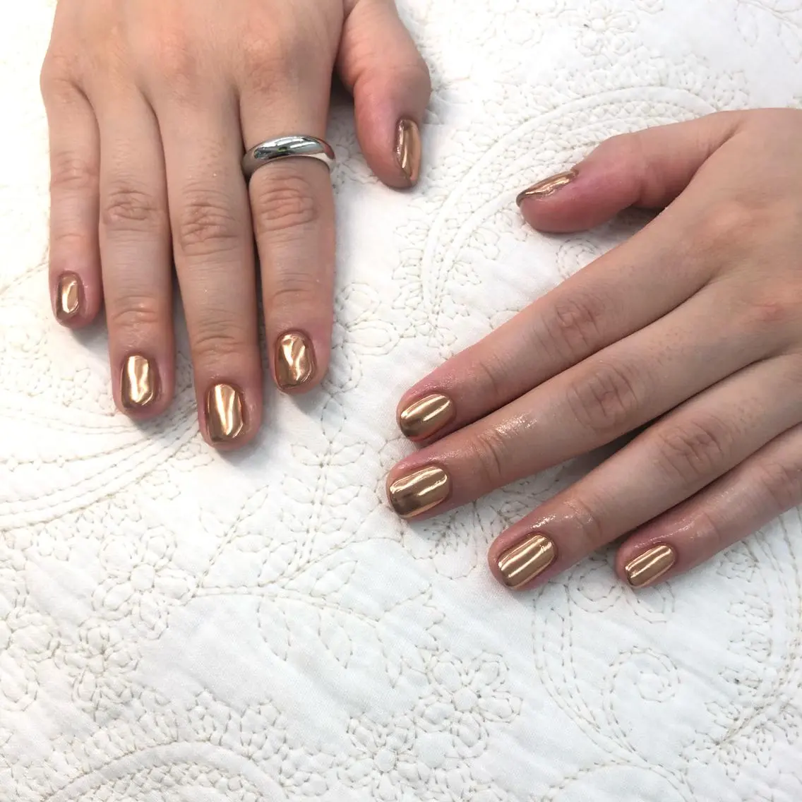 ネイル ミラーネイル オレンジ ハンドネイル フットネイル 🎀AYAKO 🎀中韓ネイルのネイルデザイン