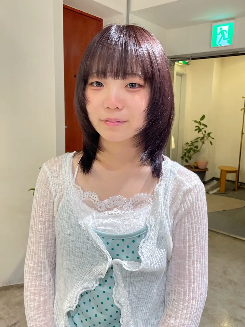 ミディアム カラー カット ヘアカラー トリートメント さと ちはるのヘアスタイル