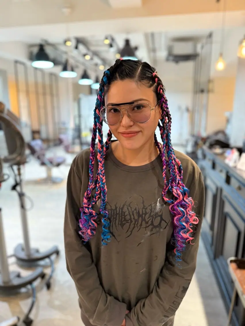 ロング カラー パーマ ヘアアレンジ メンズ キッズ エクステ エクステ ヘアセット BRAIDS💎愛子 大人ハイライト💎のヘアスタイル