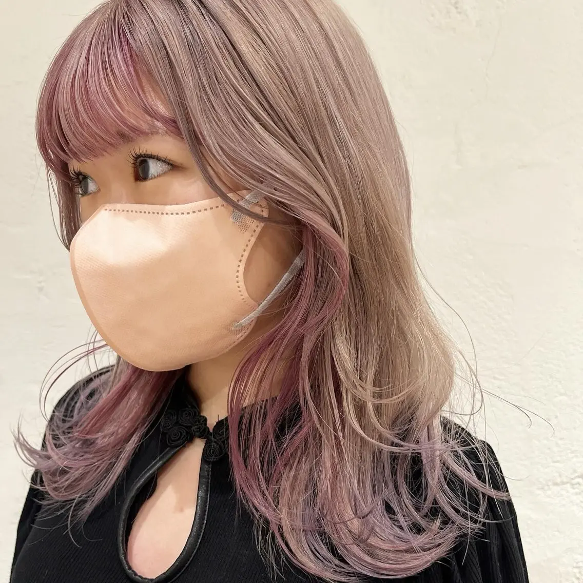 セミロング カラー ヘアカラー 🐩透明感ミルクティ ーピンクニイナ🐩のヘアスタイル