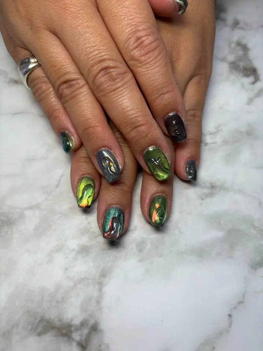ネイル オーロラネイル マグネットネイル ハンドネイル Lani🌈Nail Konatsuのネイルデザイン