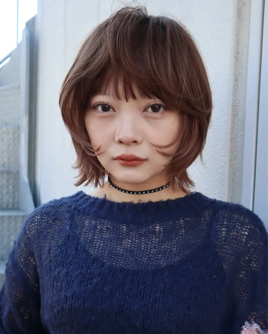 ミディアム カット saki🌱ぷつっと ボブ/透明感カラーのヘアスタイル