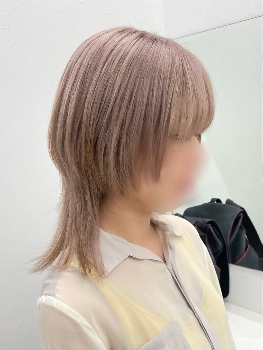 ミディアム ウルフカット カット ヘアカラー トリートメント ウルフカット/ボブ りなのヘアスタイル