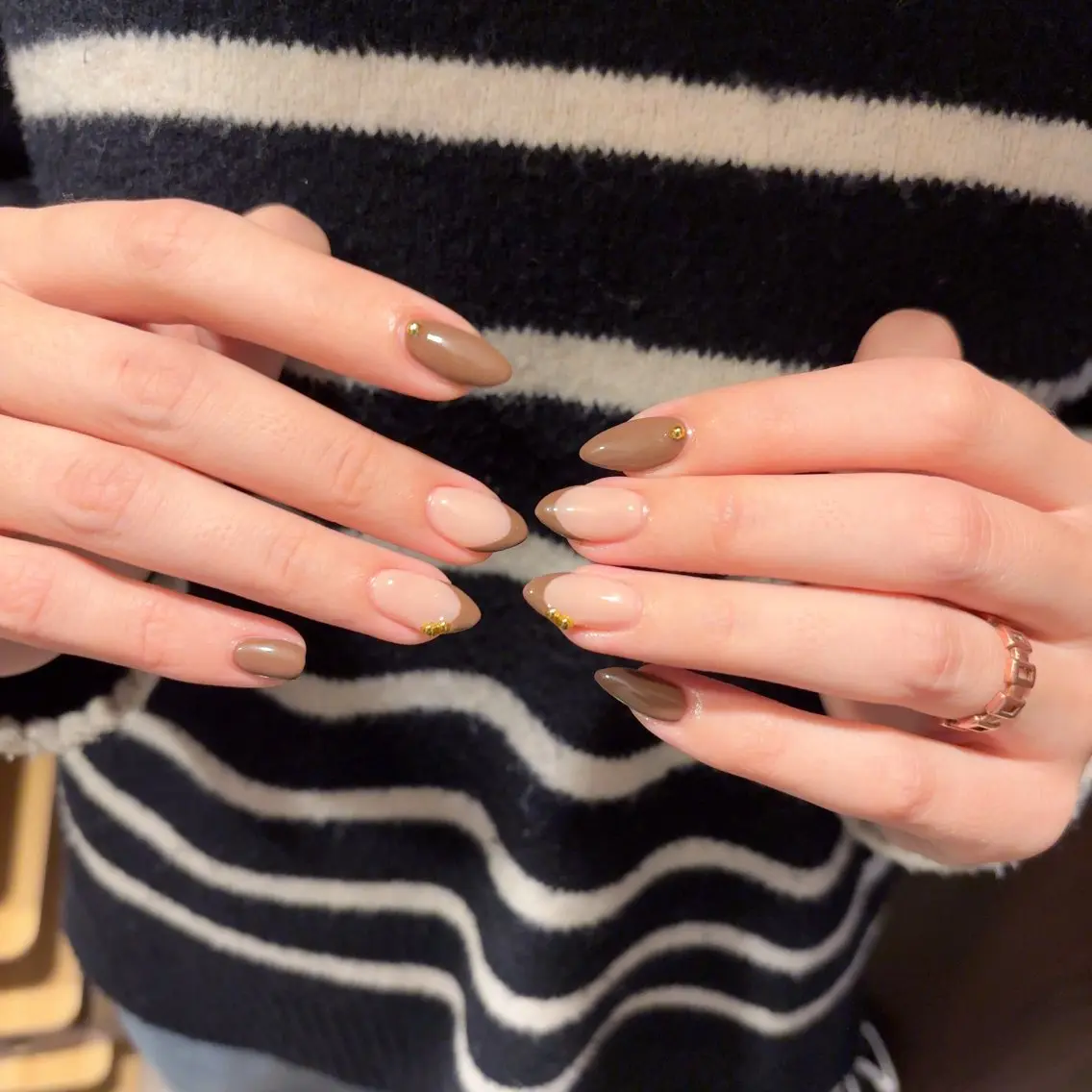 ネイル ブラウン フレンチネイル 33 nail salon 徳山里美のネイルデザイン