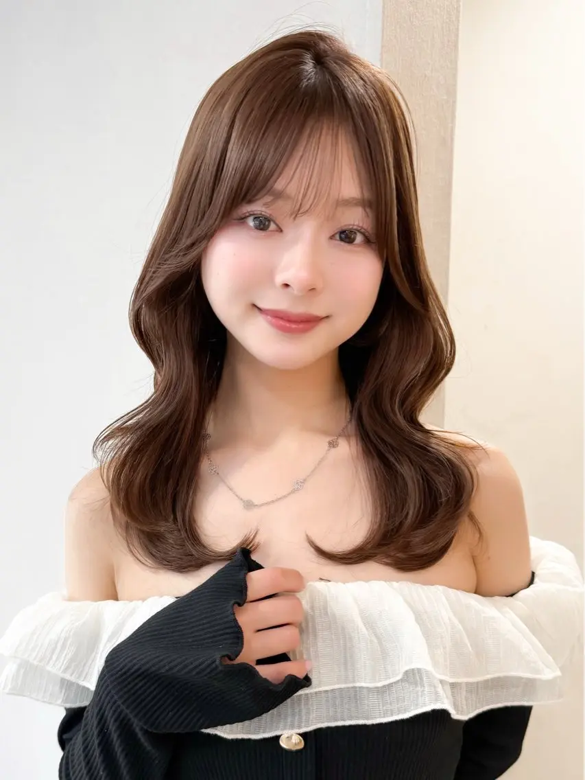 ミディアム カラー バレイヤージュ ベージュカラー ブリーチ ケアブリーチ ダブルカラー カット ヘアカラー トリートメント ミディアム/顔周り/ ベージュ🌼mayuのヘアスタイル