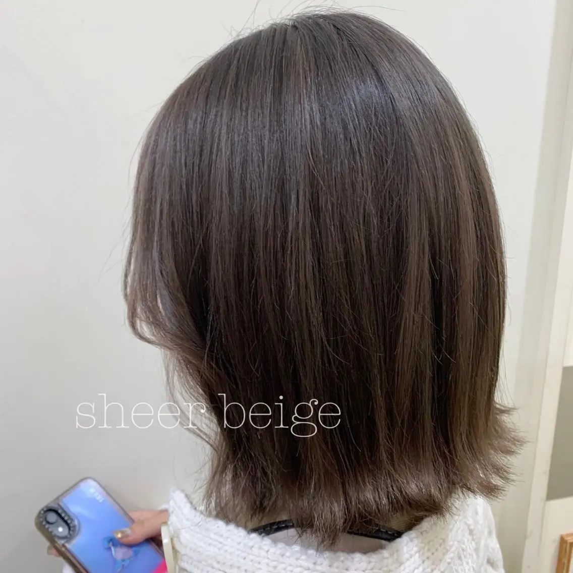ミディアム カラー カット ヘアカラー トリートメント ぱつっとボブ/ 小野あかねのヘアスタイル