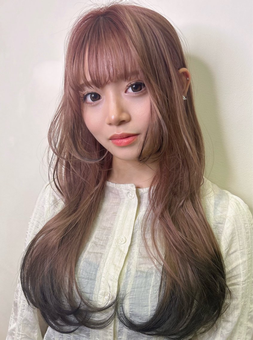 ロング カラー ベージュカラー ブリーチ ピンクカラー ピンクベージュ 平田 一成のヘアスタイル