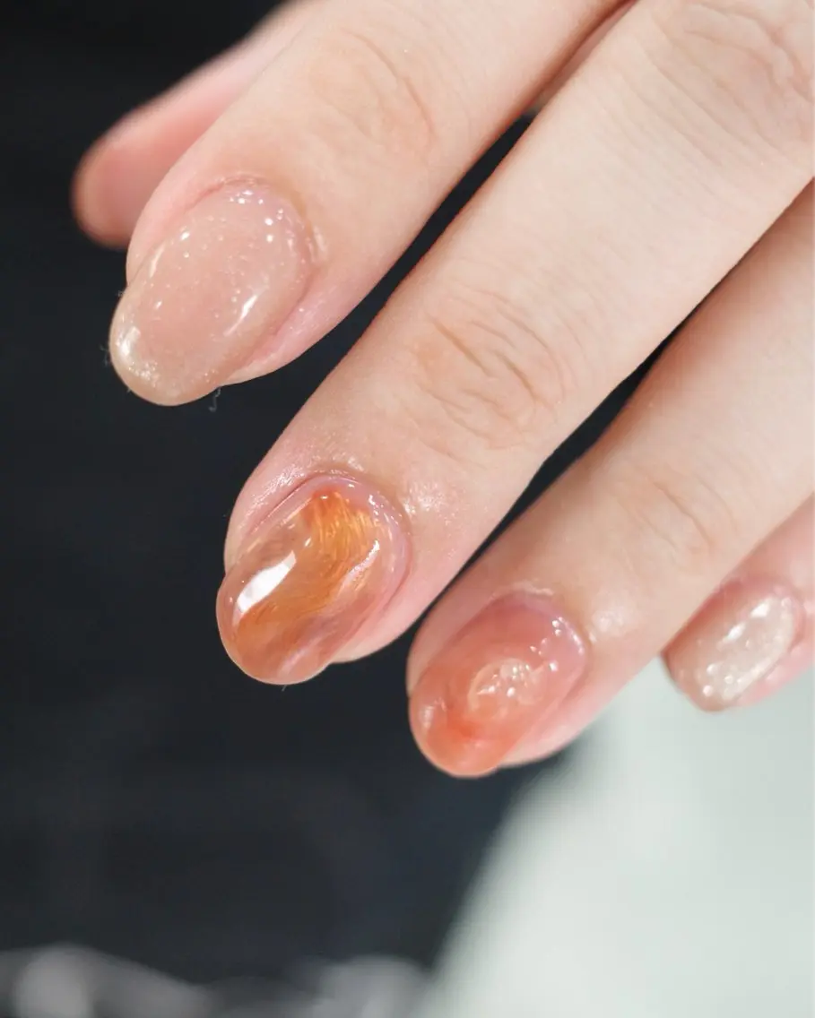 ネイル フラッシュネイル マグネットネイル ニュアンスネイル オレンジ シンプルネイル sösö nailのネイルデザイン