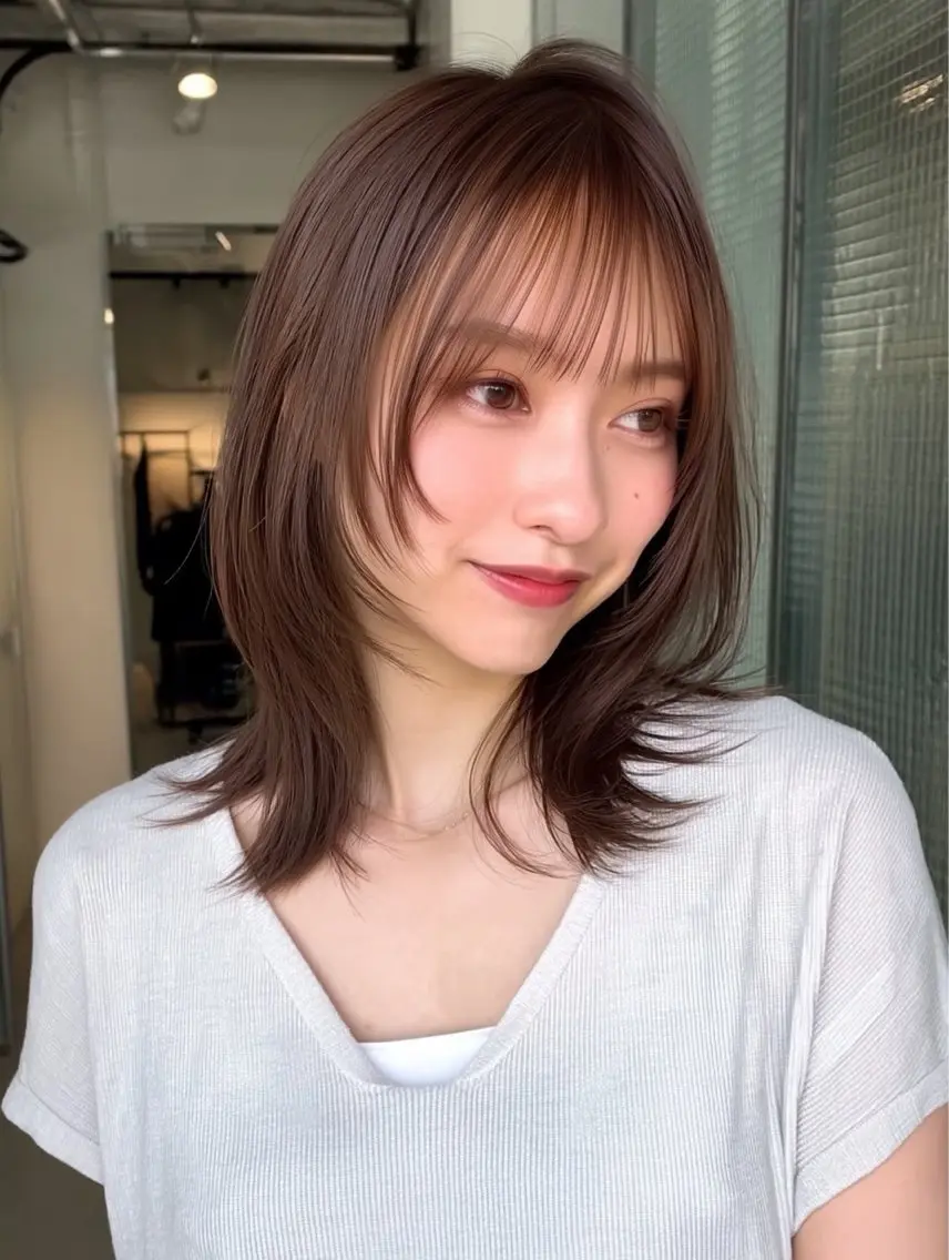 セミロング カラー 堀 和香菜のヘアスタイル