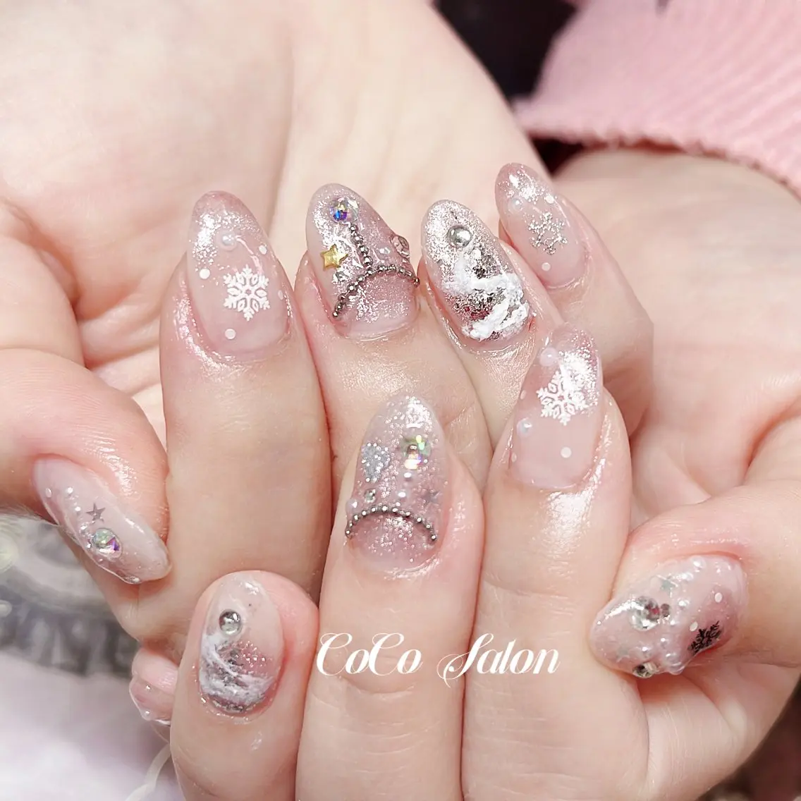 ネイル 成人式 フレンチネイル ジェルネイル マグネットネイル マグネットフレンチ ハンドネイル CoCoSalon ネイル/まつ毛予約のネイルデザイン