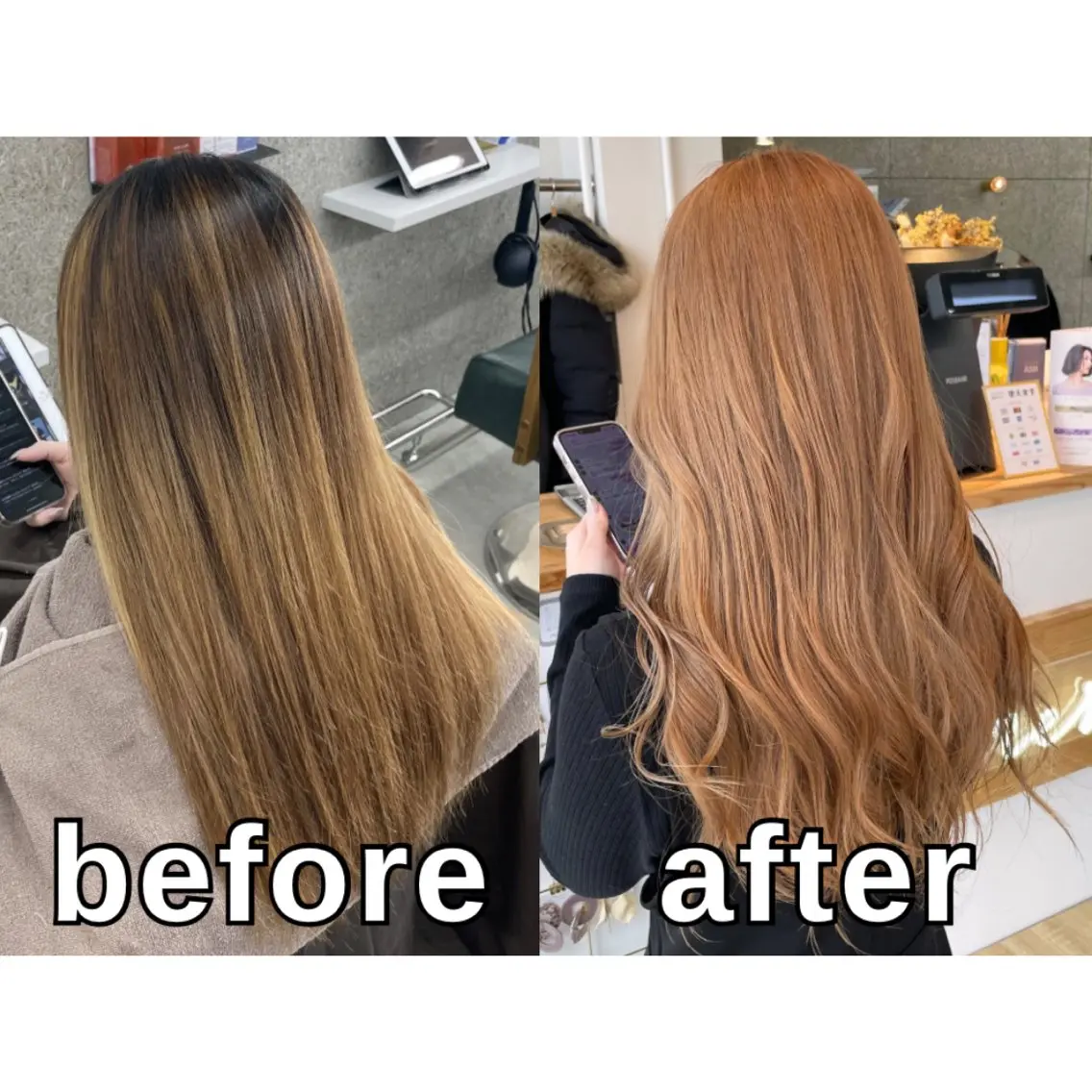 ロング カラー ブラウンカラー カット ヘアカラー トリートメント Lull1人美容室 イージーパーマのヘアスタイル