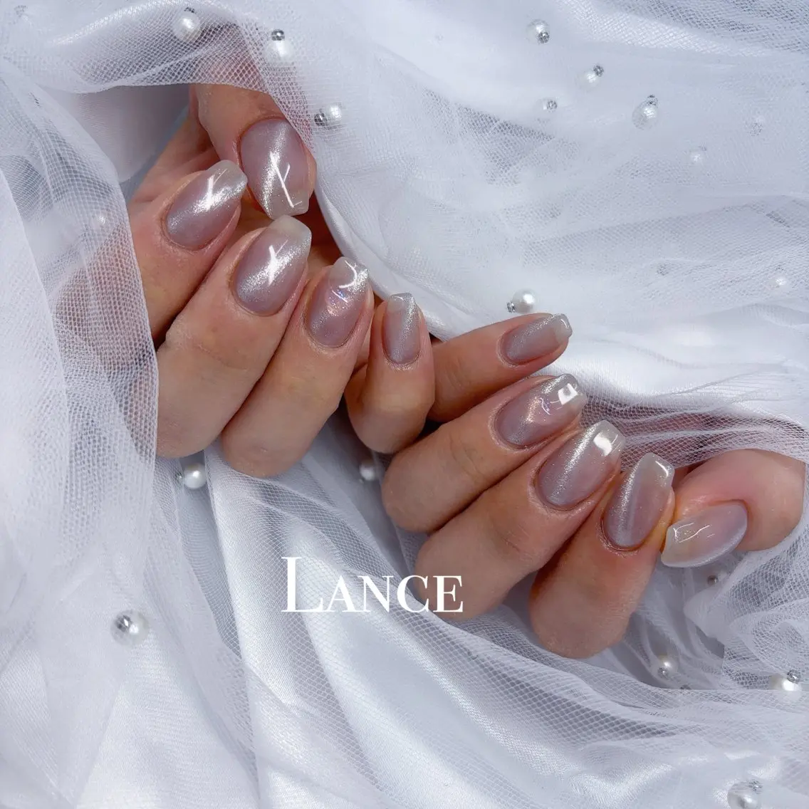 ネイル オーロラネイル フットネイル フレンチネイル ガラスフレンチ 氷ネイル・うるうるネイル ハンドネイル Lance nailのネイルデザイン