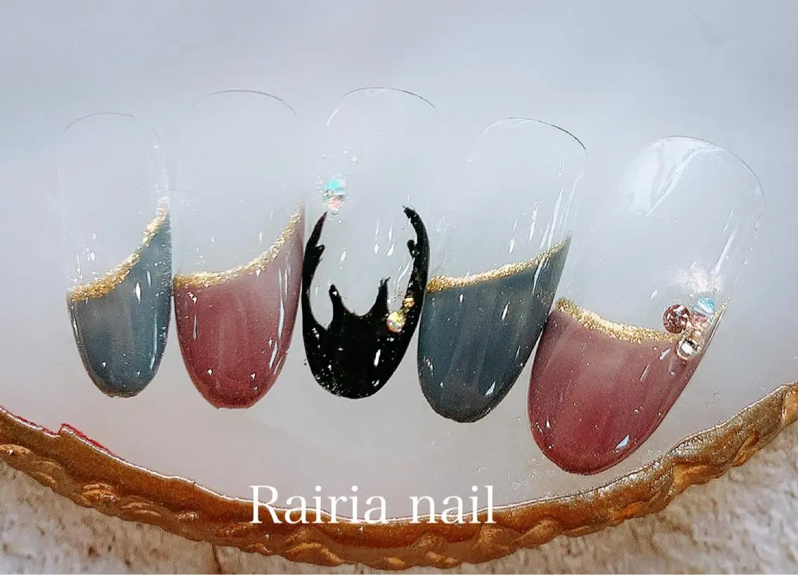 ネイル アートネイル べっ甲ネイル カジュアル フットネイル フレンチネイル Rairia nail本八幡店のネイルデザイン