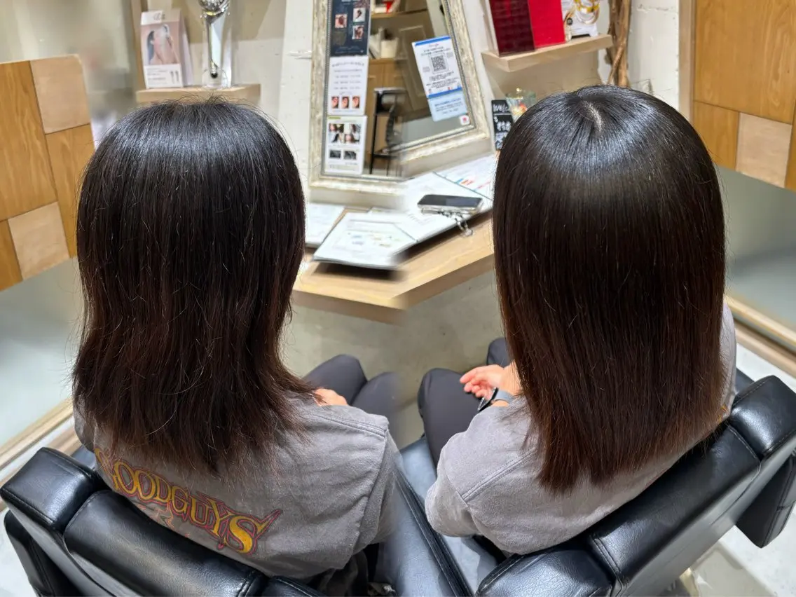 透明感グレージュ/ 縮毛矯正/静岡のヘアスタイル