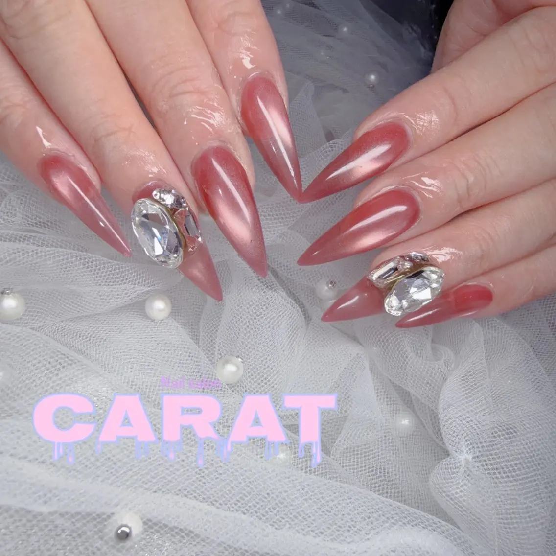 ネイル フレンチネイル 韓国ネイル マグネットネイル ニュアンスネイル オフィスネイル ハンドネイル CARAT カラットのネイルデザイン