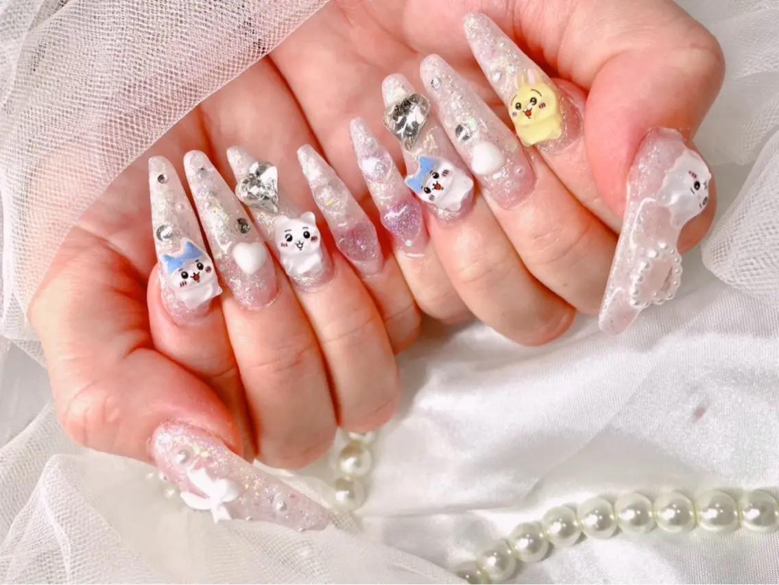 ネイル 長さ出し ロングネイル ハンドネイル ゆりか joieange福島のネイルデザイン