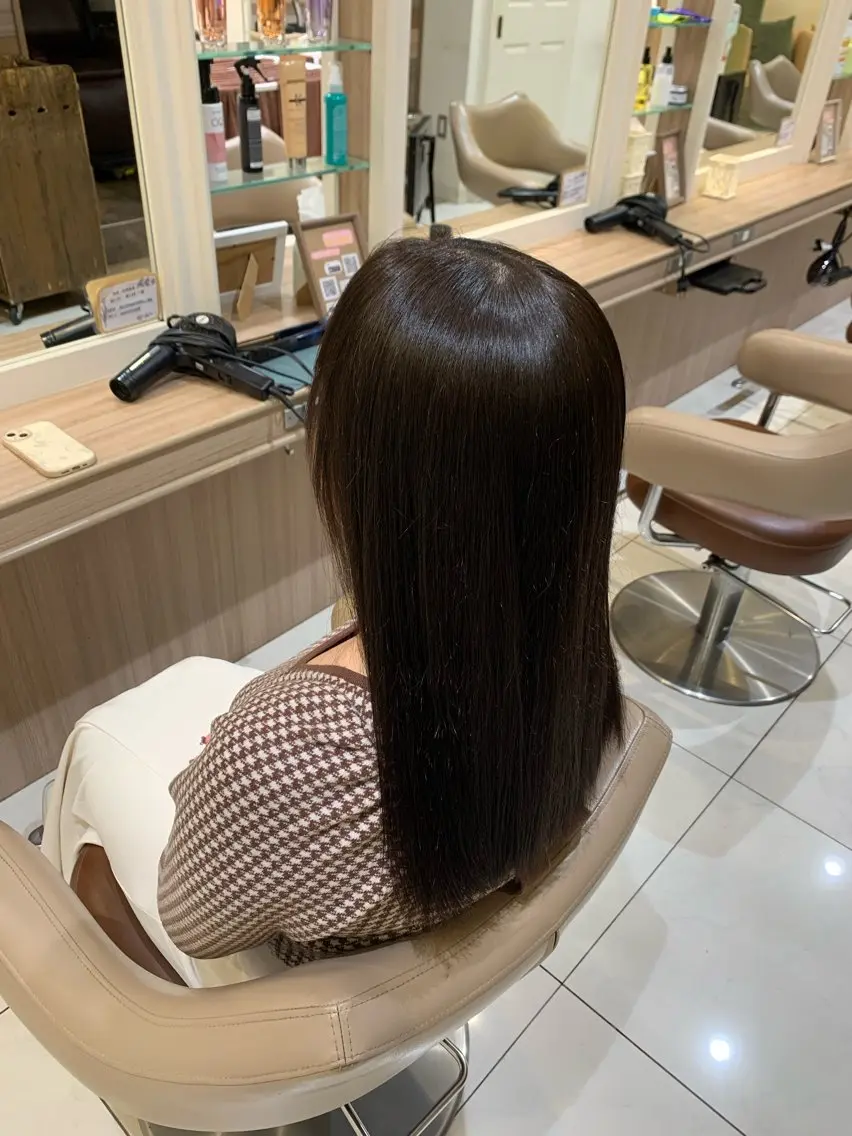 ロング 縮毛矯正 Ash元住吉 クサカハルトのヘアスタイル