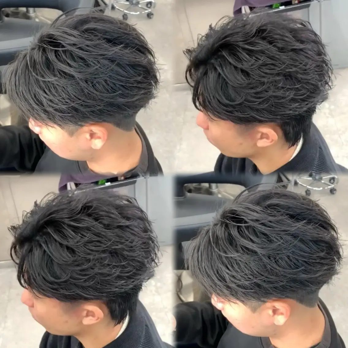 ミディアム パーマ ヘアアレンジ メンズ ミディアムパーマ フェザーパーマ メンズパーマ ニュアンスパーマ カット パーマ トリートメント ヘッドスパ ヘアセット メンズフェザーパーマ 💫曲がる縮毛矯正のヘアスタイル