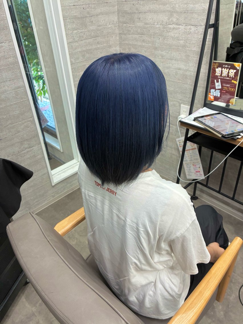 ショート カラー ブルーカラー ネイビーカラー ヘアカラー トリートメント ふるた/PALO/ ブリーチ/四日市のヘアスタイル