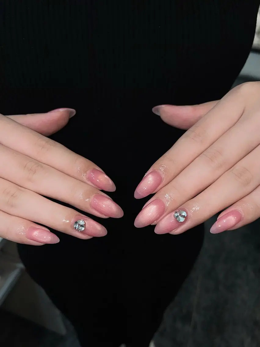 ネイル ガーリー ハート 韓国ネイル ニュアンスネイル リボン ハンドネイル Sora nail 長さ出し専門店のネイルデザイン