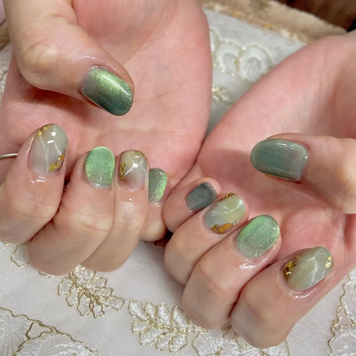 ネイル アートネイル オーロラネイル ジェルネイル 氷ネイル・うるうるネイル 韓国ネイル J terrace Nailのネイルデザイン
