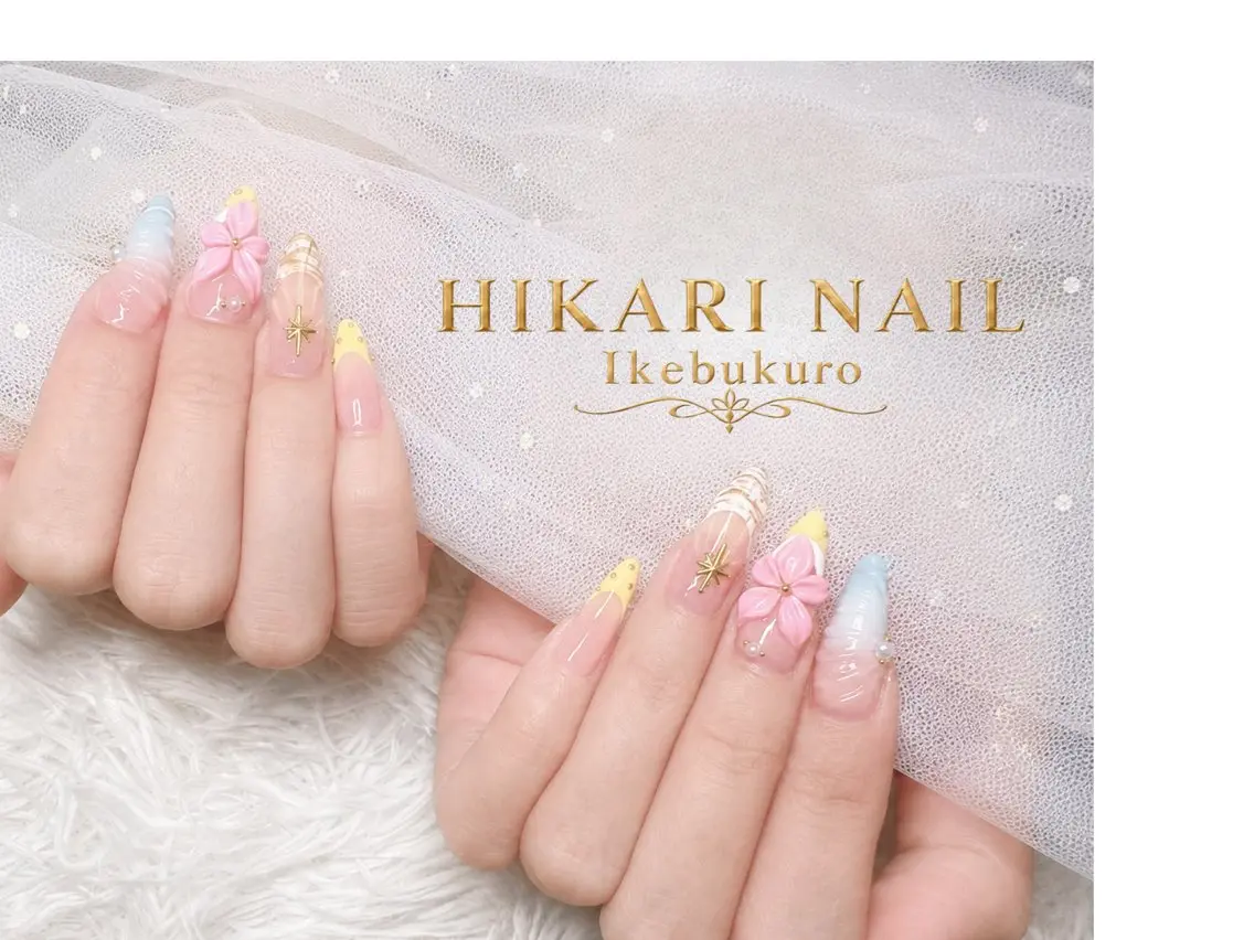 ネイル チークネイル 長さ出し フレンチネイル ガーリー ハロウィン ハンドネイル HikariNail Ikebukuroのネイルデザイン