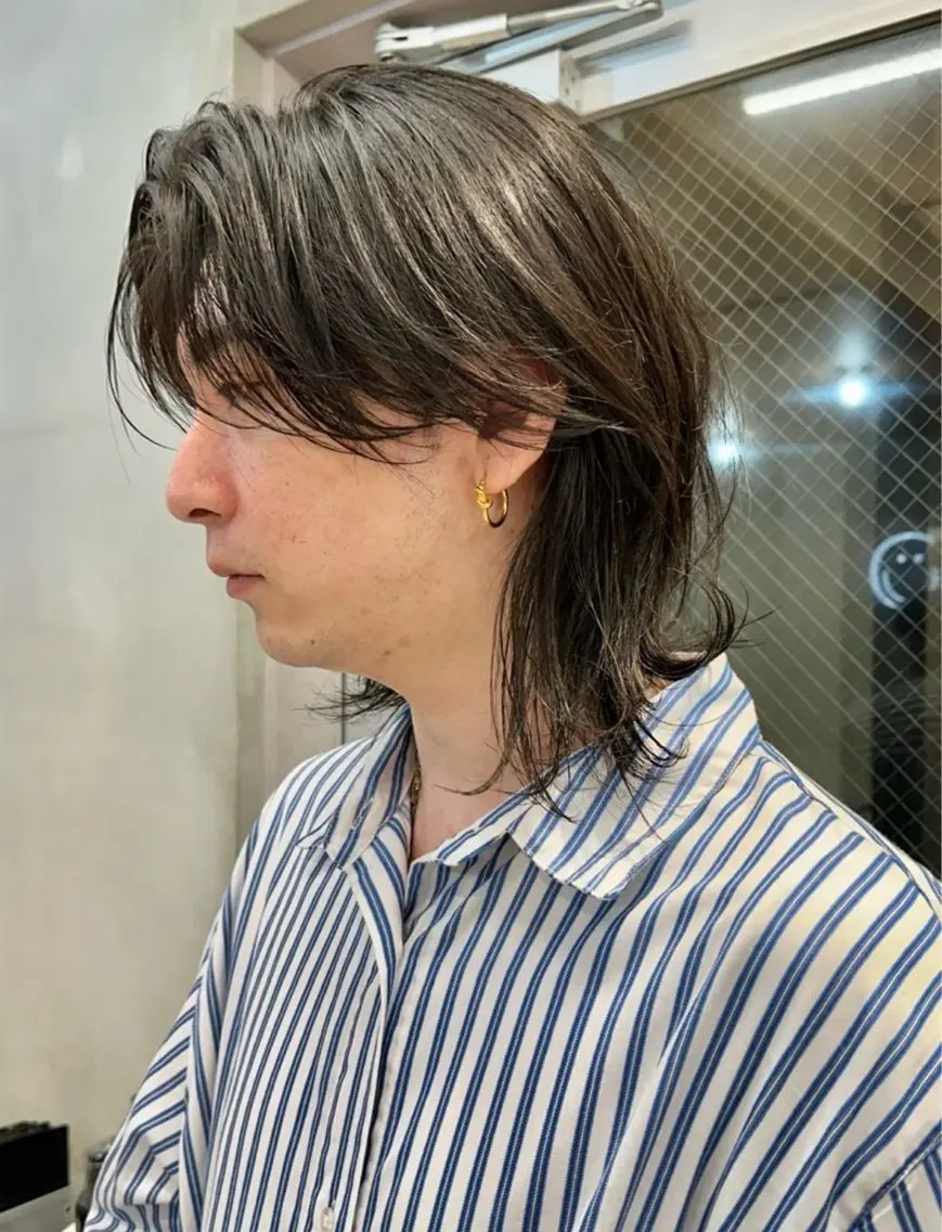 ミディアム メンズ カット トリートメント ヘアセット 圧倒的 毛流れ センターパートのヘアスタイル