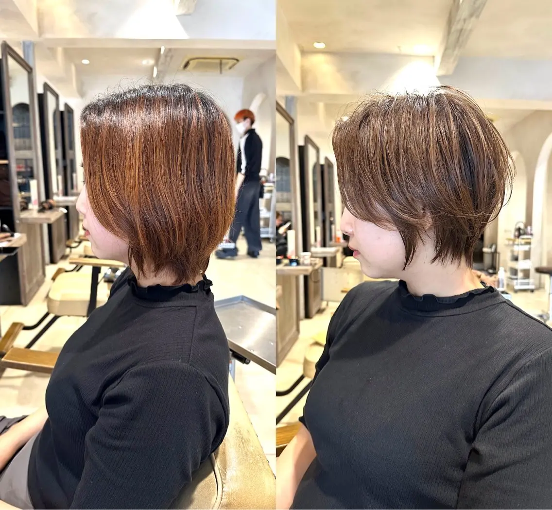 🌈 【初回お試し】 ⭐️人気No.1⭐️⭐︎ショートヘアの方限定クーポン⭐︎ カット+カラーの写真